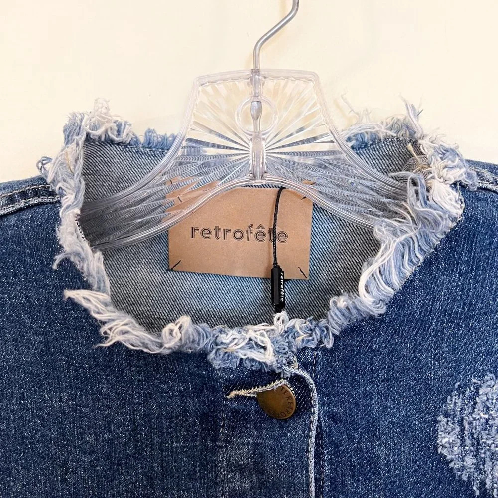 Retrofete Jaime Denim Button Down Quarter Sleeve … - image 5